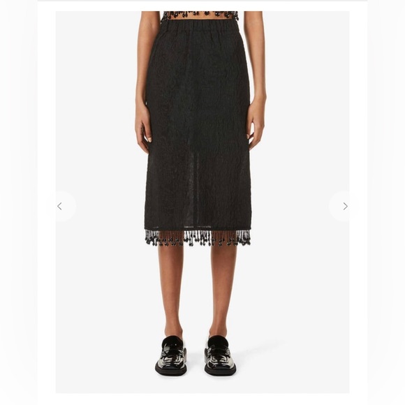 GANNI Bead-Embellished Jacquard Recycled Polyester-Blend Midi Skirt - Picture 2 of 14